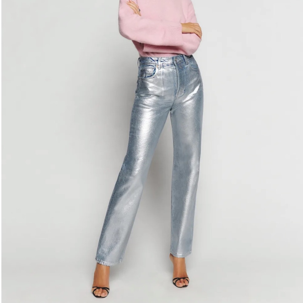 Reformation Cynthia High Rise Coated Straight Jeans